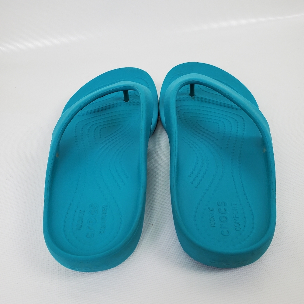 Crocs Tiffany Blue Slip On Thong Sandals - Picture 4 of 7